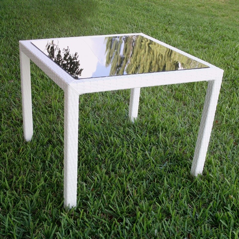 Miami Wickerlook Resin Square Patio Dining Table White 37 inch. alternative photo #1