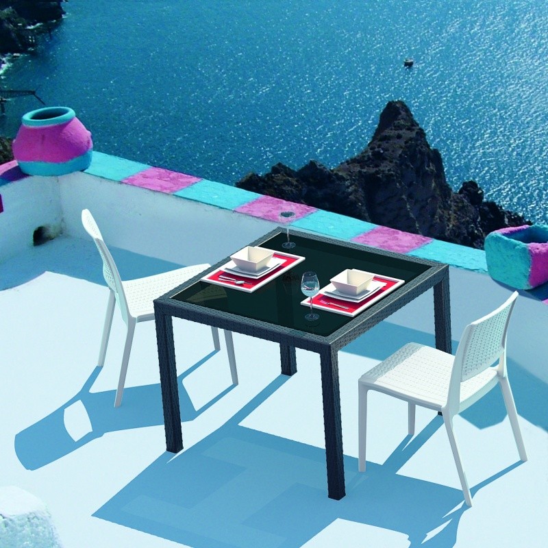 Miami Wickerlook Resin Patio Dining Set 5 Piece Brown with Side Chairs alternative photo #3