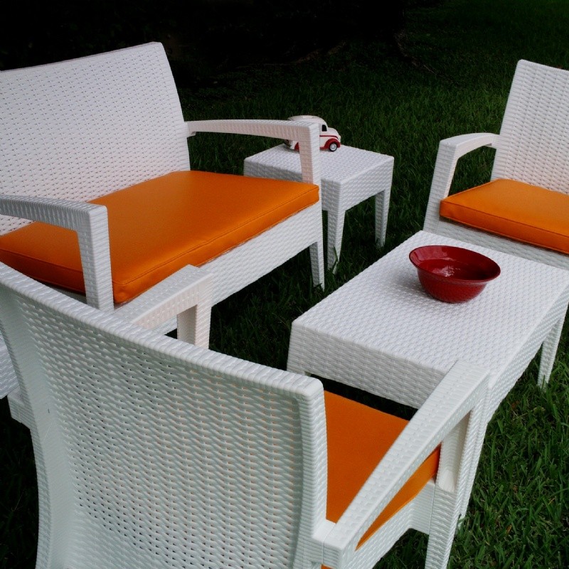 Miami Wickerlook Resin Patio Deepseating Set 6 piece White alternative photo #3