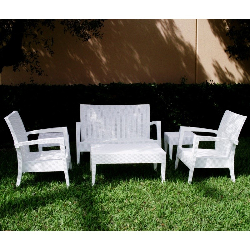 Miami Wickerlook Resin Patio Deepseating Set 6 piece White alternative photo #5