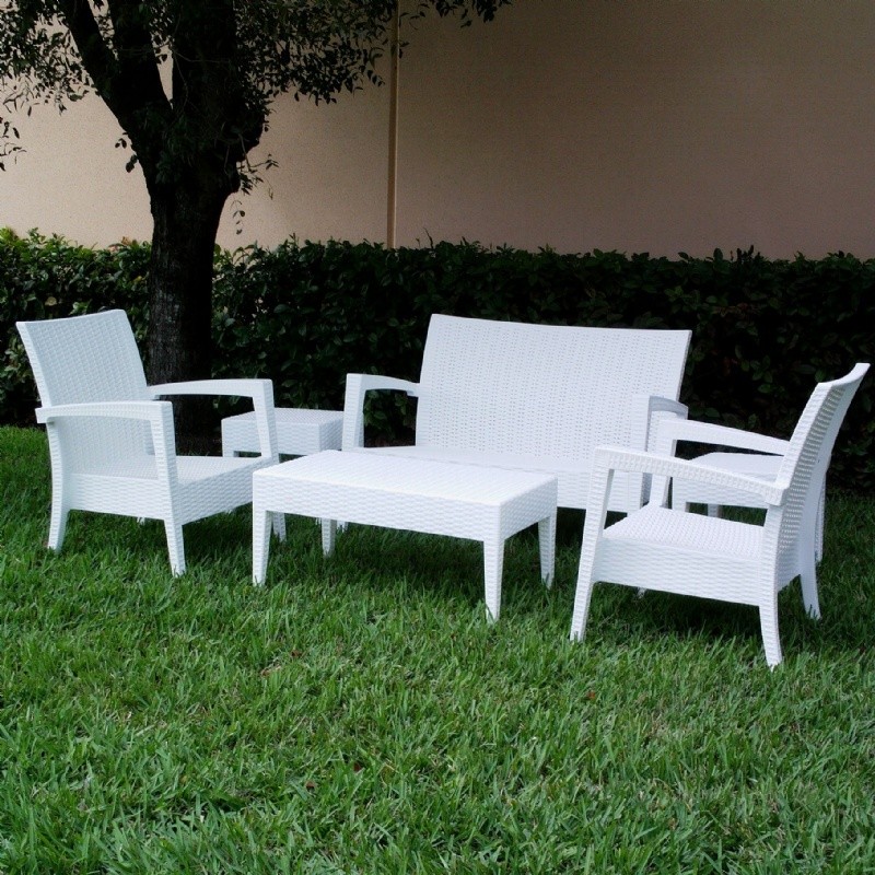 Miami Wickerlook Resin Patio Deepseating Set 6 piece White alternative photo #1