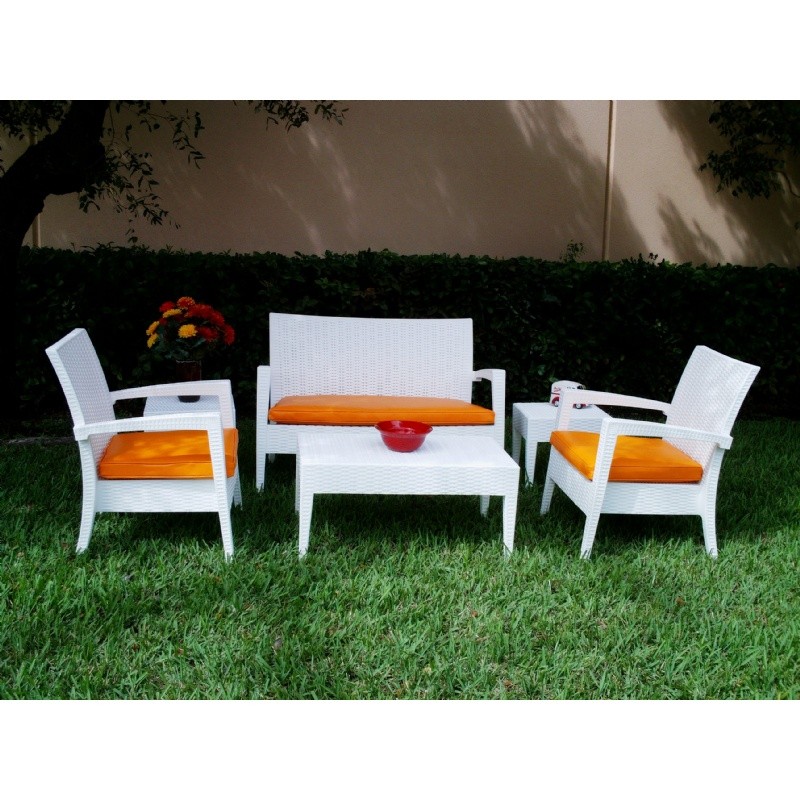 Miami Wickerlook Resin Patio Deepseating Set 6 piece White alternative photo #0