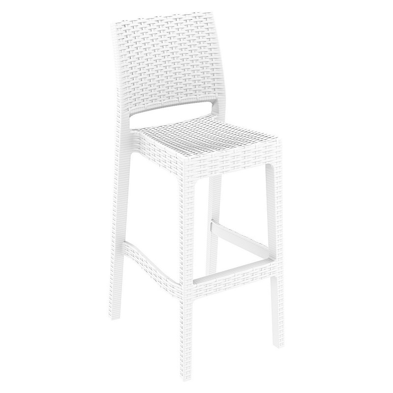 Jamaica Wickerlook Resin Bar Chair White