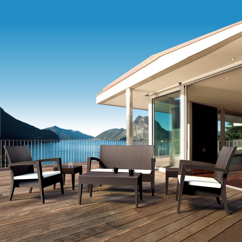 Outdoor Furniture: WickerLook: Miami Beach Collection: Miami Wickerlook Resin Patio Deepseating Set 6 piece Brown