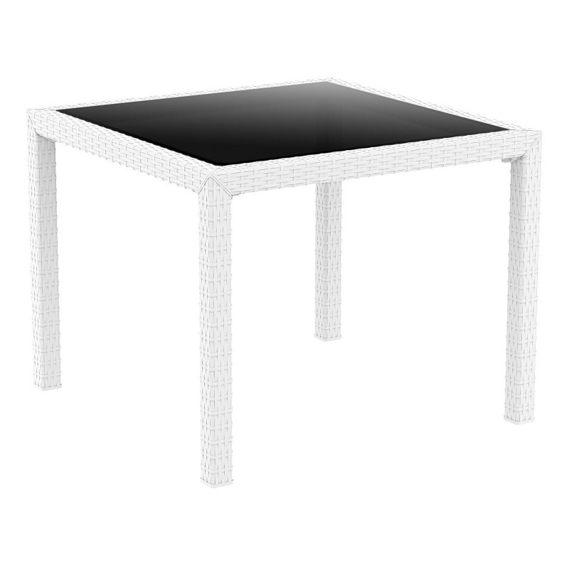 Outdoor Furniture: WickerLook: Miami Beach Collection: Miami Wickerlook Resin Square Patio Dining Table White 37 inch.