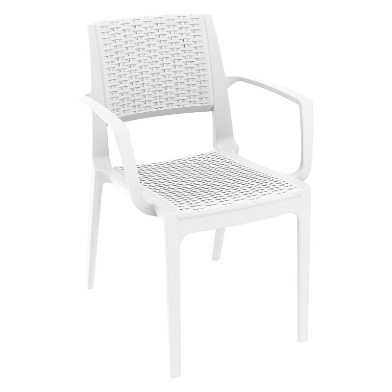 Capri Wickerlook Resin Patio Armchair White : Patio Chairs