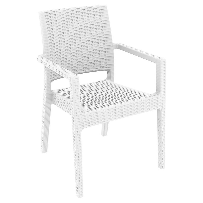 Outdoor Furniture: WickerLook: Miami Beach Collection: Ibiza Wickerlook Resin Patio Armchair White