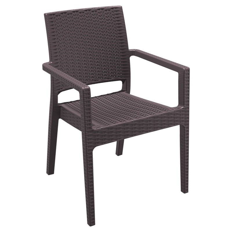 Outdoor Furniture: Dining Chairs: Ibiza Wickerlook Resin Patio Armchair Brown