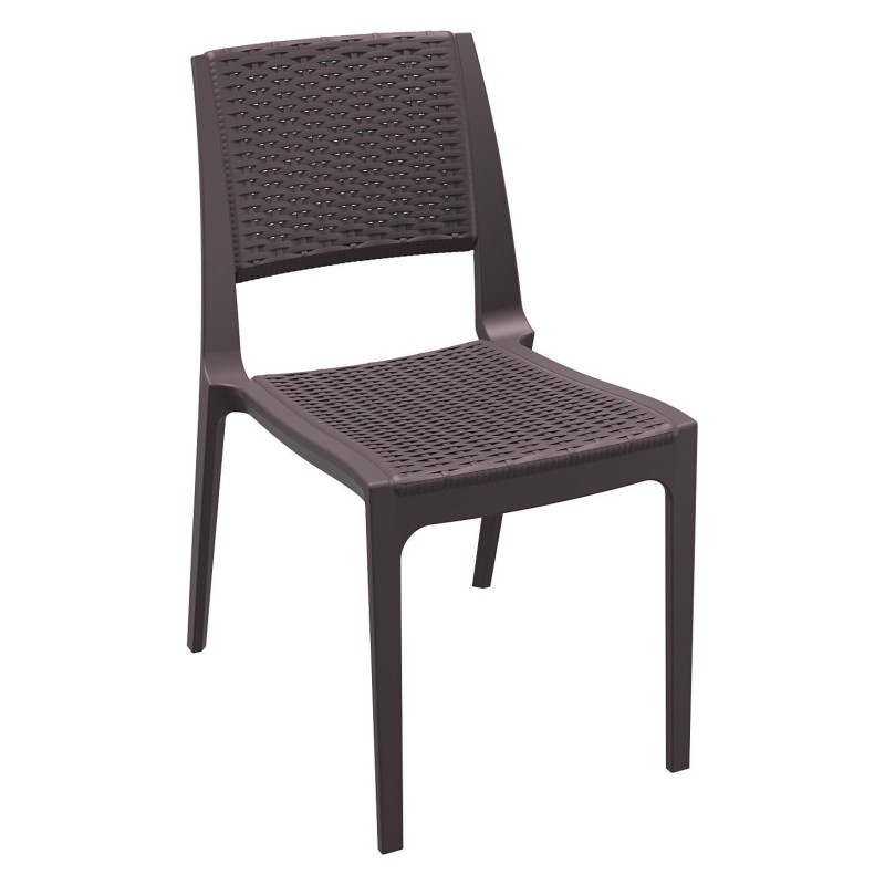 Outdoor Furniture: WickerLook: Miami Beach Collection: Verona Wickerlook Resin Patio Dining Chair Brown
