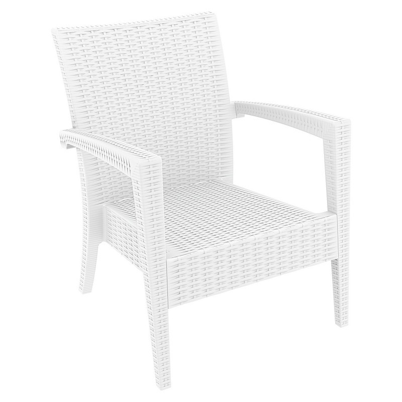 Miami Wickerlook Resin Patio Club Chair White : Patio Chairs
