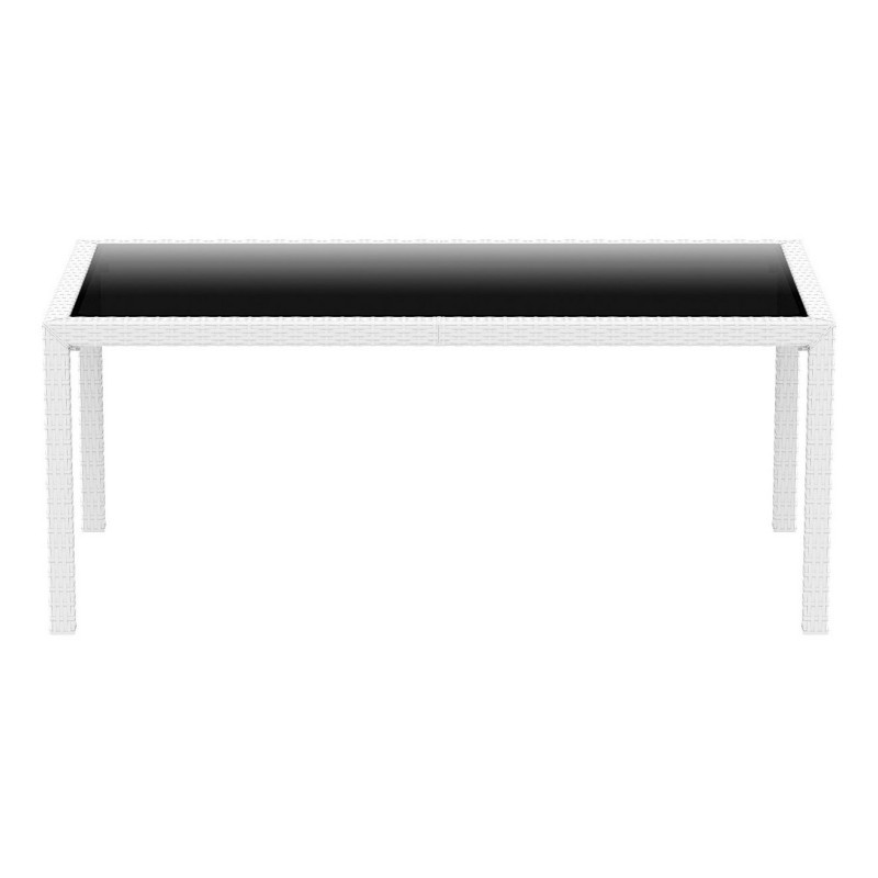 Outdoor Furniture: WickerLook: Miami Beach Collection: Miami Wickerlook Resin Rectangle Patio Dining Table White 71 inch.