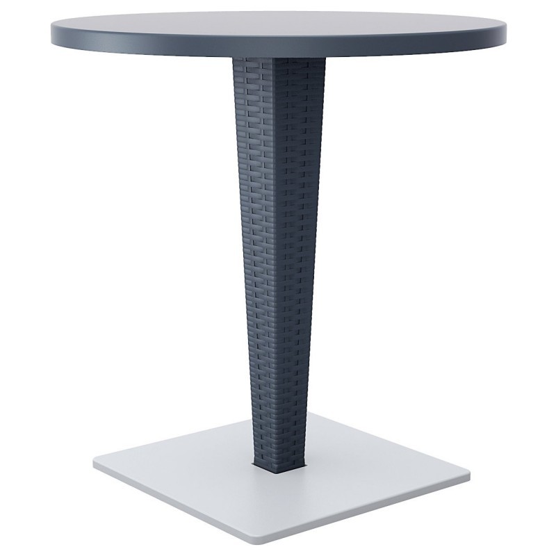 Outdoor Furniture: WickerLook: Miami Beach Collection: Riva Wickerlook Resin Round Patio Dining Table Grey 28 inch.