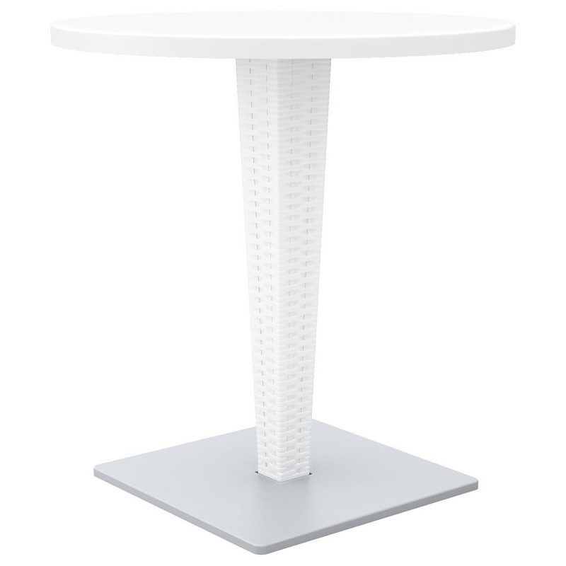 Outdoor Furniture: WickerLook: Miami Beach Collection: Riva Wickerlook Resin Round Patio Dining Table White 28 inch.