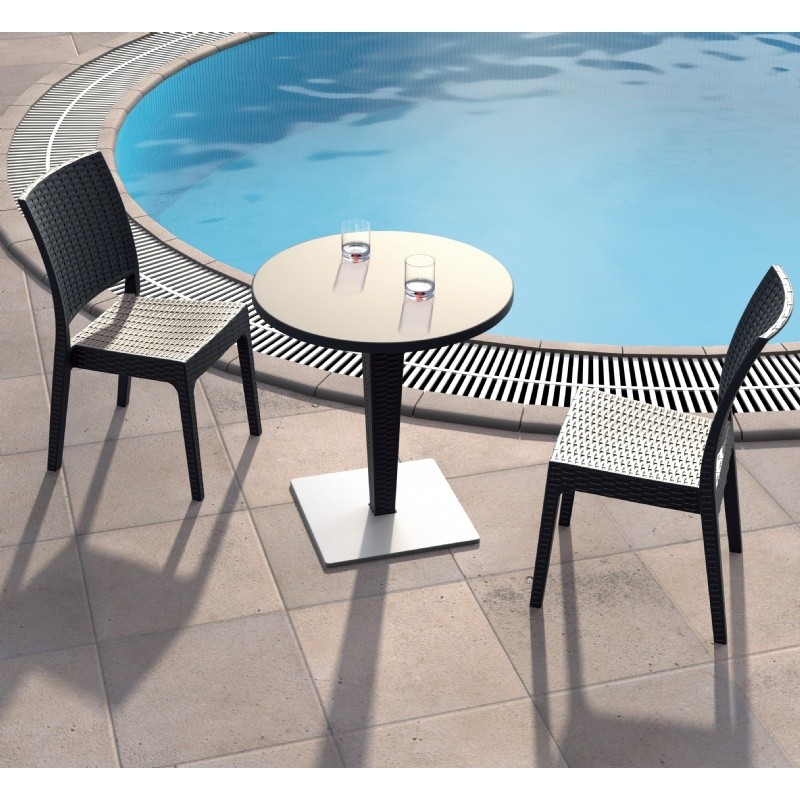 Florida Wickerlook Outdoor Resin Bistro Set Brown with Round Table 28 inch : Bistro Seating Sets