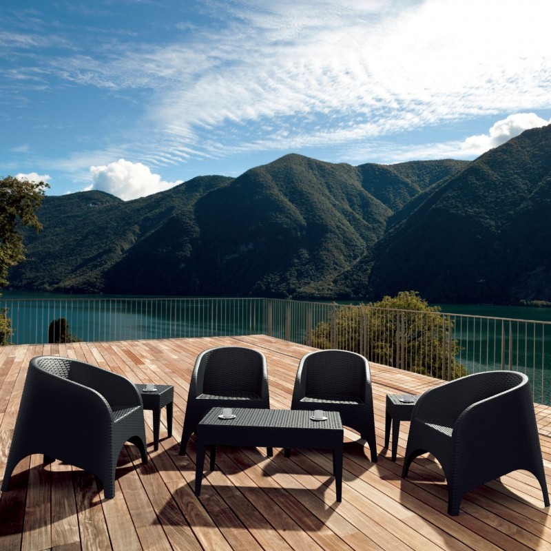 Outdoor Furniture: WickerLook: Miami Beach Collection: Aruba Wickerlook Resin Patio Set 7 Piece Brown