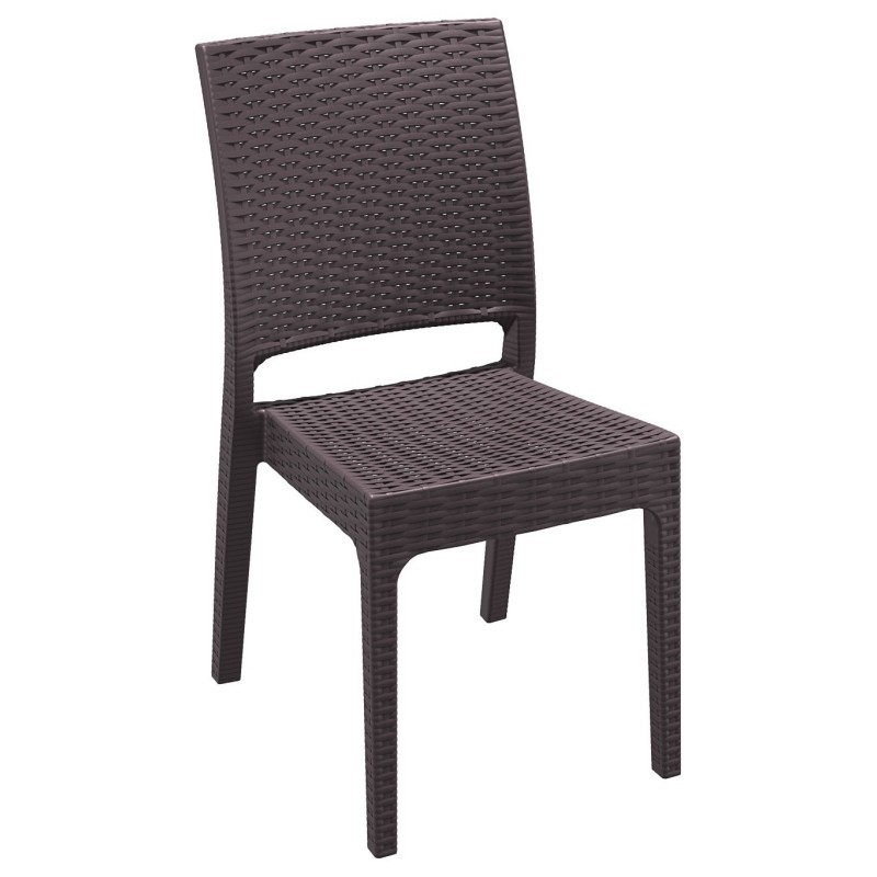 Outdoor Furniture: WickerLook: Miami Beach Collection: Florida Wickerlook Resin Patio Dining Chair Brown