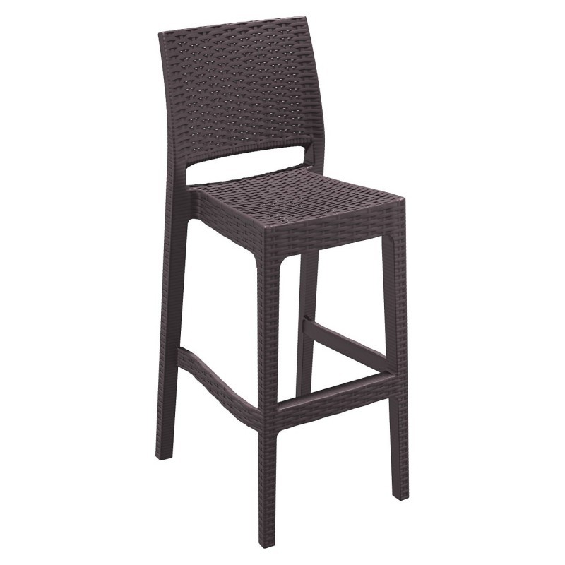 Outdoor Furniture: WickerLook: Miami Beach Collection: Jamaica Wickerlook Resin Bar Chair Brown