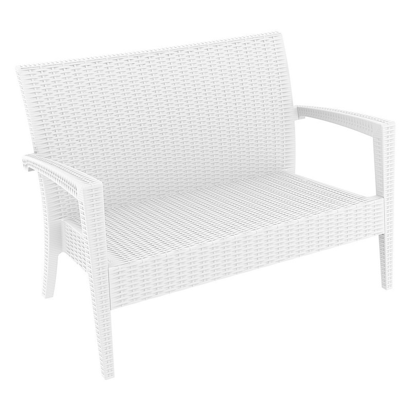 Resin Wicker Patio Furniture on Miami Wickerlook Resin Patio Loveseat White Isp845 Wh   Cozydays Com