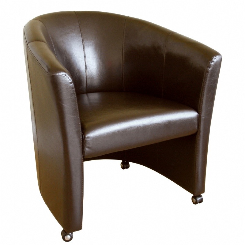 Furniture Bestsellers: Club Chairs: Curved Full Leather Club Chair with Wheels