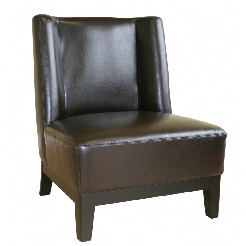 Low-Slung Dark Brown Leather Club Chair