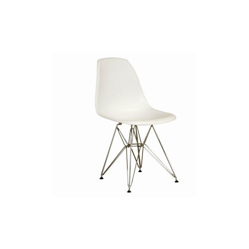 Modern Plastic White Side Chair with Steel Legs