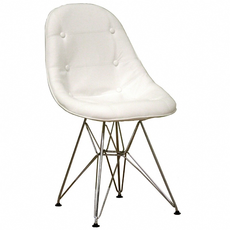 Furniture: Accent Chairs: Modern White Faux Leather Ami Side Chair