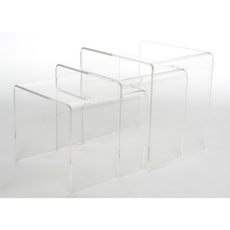 Furniture: Coffee Tables: Clear Acrylic Nesting Table 3-Pc Set
