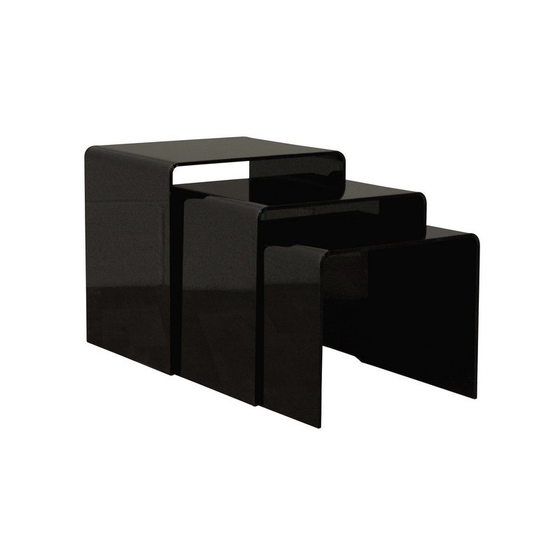 Furniture: Coffee Tables: Black Acrylic Nesting Table 3-Pc Set