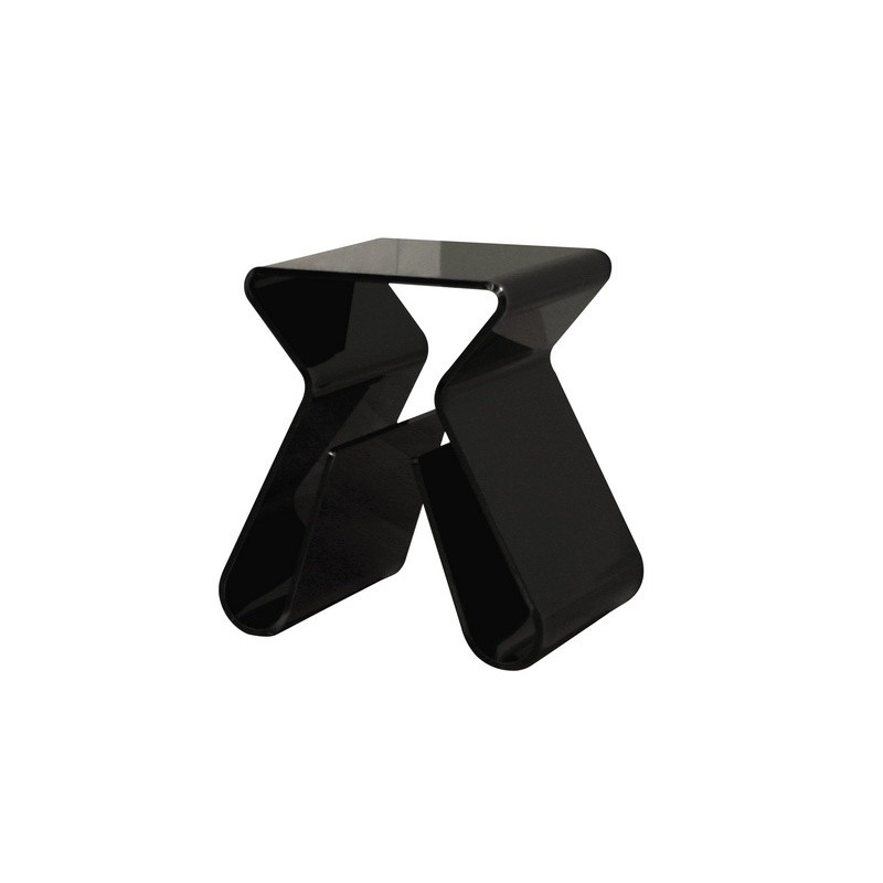 Furniture: Coffee Tables: Black Acrylic End Table with Magazine Rack