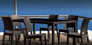 Outdoor Furniture: Outdoor Patio Dining Sets: Florida Wickerlook Resin Patio Dining Set 7 Piece Rectangle Brown