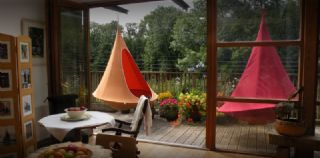 Outdoor Furniture: Hammocks: Cacoon Double Hanging Nest Chair Green
