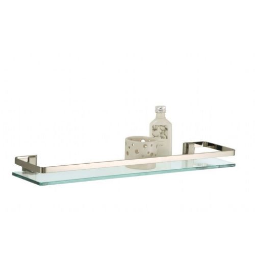 Organize it All Bathroom Wall Mounted Glass Shelf with Nickel Finish and Rail 16911