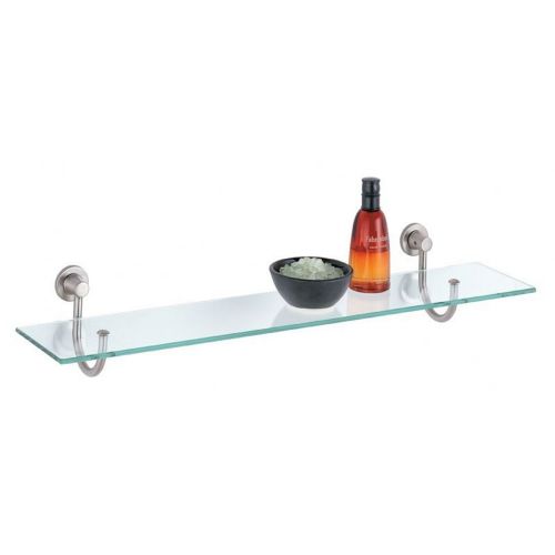 Organize it All Bathroom Wall Mounted Glass Shelf with Satin Nickel Mounts 16907