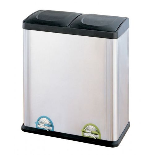 Organize it All Stainless Steel 2 Compartment Step-On Recycle Bin 60 L 4904