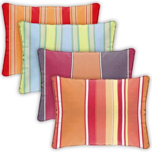 Pillow Cover Rectangle Zippered Welted 22x14 Stripes CPC2214P