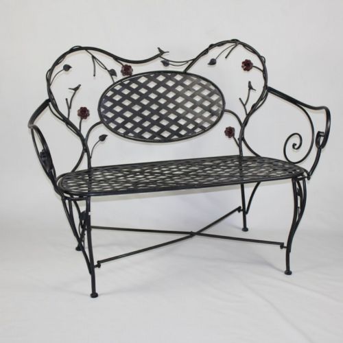 4D Concepts Bird and Flower Bench - Black and Multi Color Metal 4DC-10092