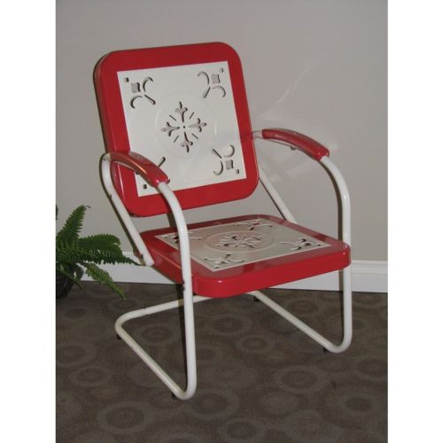 4D Concepts Metal Chair Retro - Red Coral and White Metal 4DC-71540