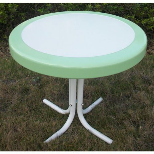 4D Concepts Metal Retro Round Table - Lime and White Metal 4DC-71320