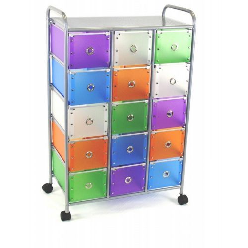 4D Concepts Multi Color Drawers 15 Medium Drawer Rolling Storage 4DC-363025