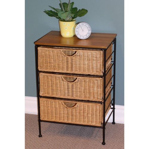 4D Concepts Wicker Metal 3 Drawer Stand 4DC-263069