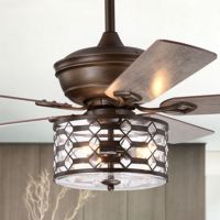 Dillon 52" 3-Light Indoor Brown Faux Wood Grain Finish Ceiling Fan CFL-8496REMO-BR