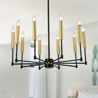 Mizba 29.1" 10-Light Indoor Black and Gold Finish Chandelier WTY771