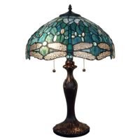 Pomance Green Tiffany Style Table Lamp with Dragonfly Design QT-12016