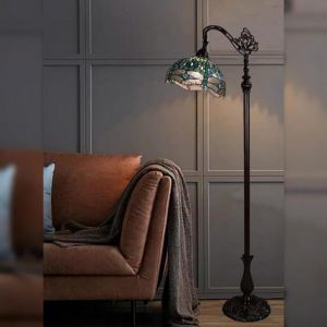 Krystalina Green Tiffany Style Floor Lamp With Dragonfly Shade QT14015TOR