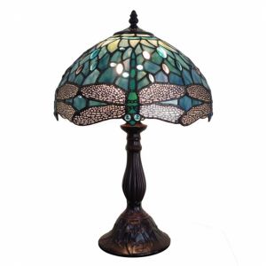 Lashele Tiffany Style Table Lamp Green Dragonfly with Metal Lamp Stand QT-12012