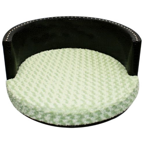Medium Round Pet Bed - Chocolate Vinyl / Rosebud Green 80488