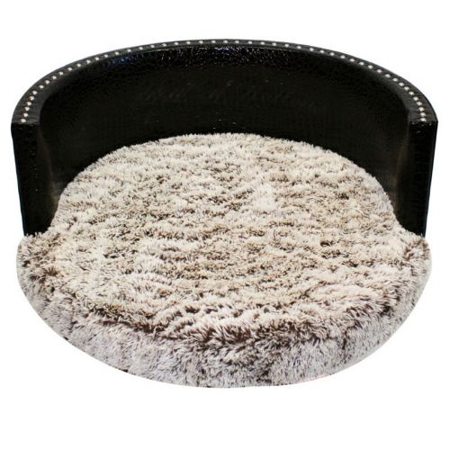 Medium Round Pet Bed - Chocolate Vinyl / Shaggy Frosted 80497