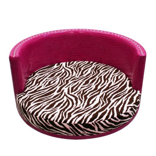 Medium Round Pet Bed - Hot Pink Vinyl / Zebra Pink 80636