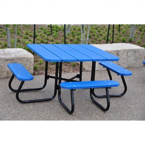 Square Plastic Recycled Picnic Bench and Table 4 Feet-ADA FF-PB4-SQPICADA
