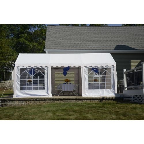10x20 Party Tent, 8-Leg Galvanized Steel Frame, White with Enclosure Kit with Windows 25890